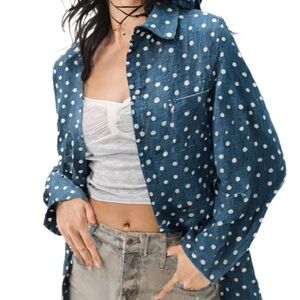 Tommy Hilfiger Blue Polka Dot Button Down Shirt